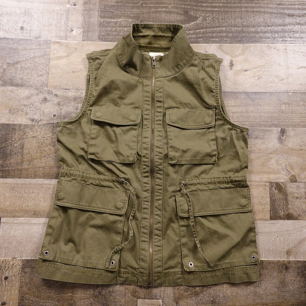 J.Crew Utility‎ Cargo Vest Women’s Medium Olive Green Cotton